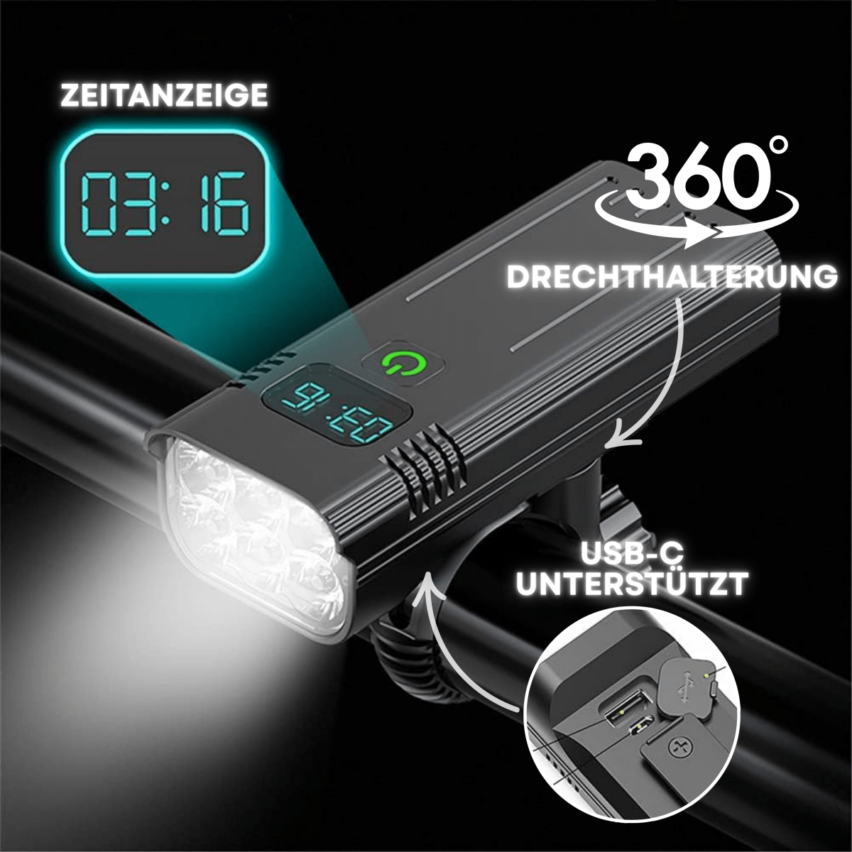 kaufsy | LED-Fahrradleuchte mit 5000 Lumen für maximale Sicherheit beim Fahren in der Nacht