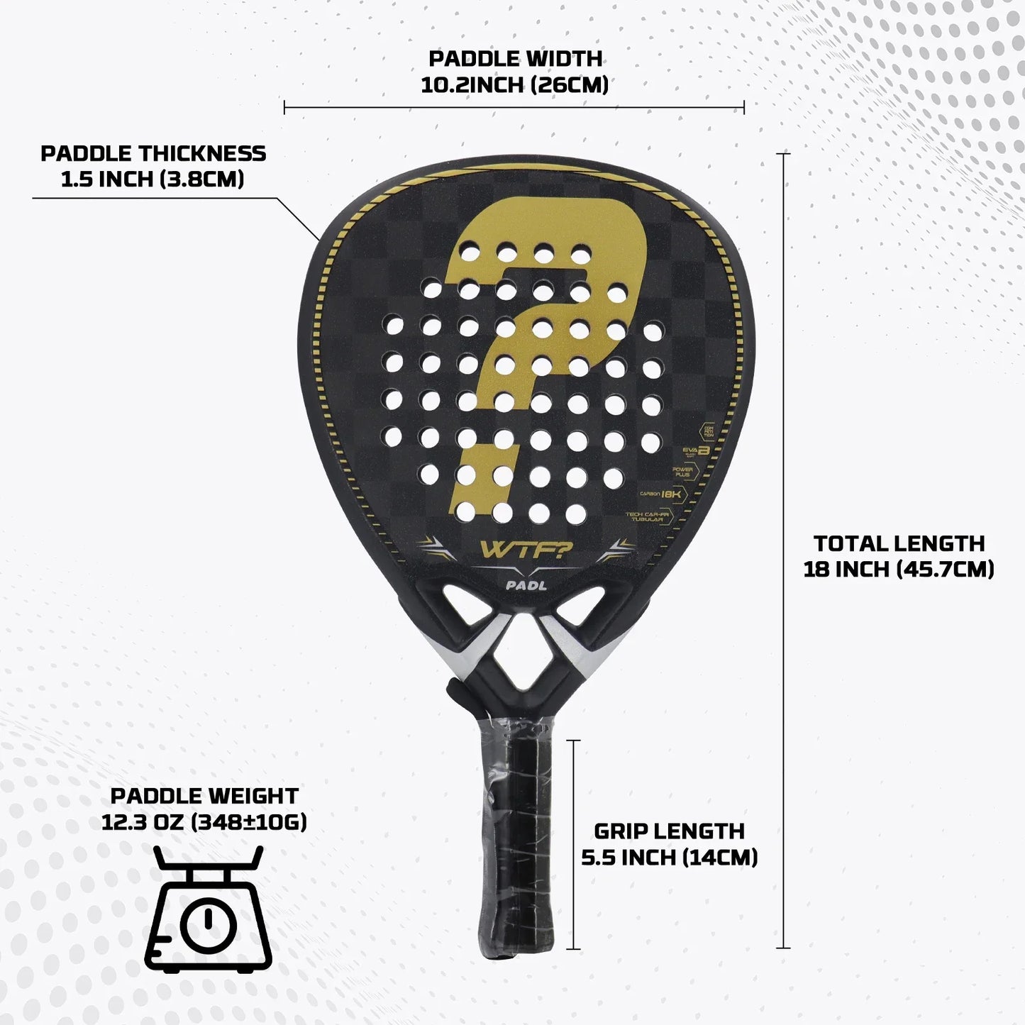Vollcarbon Padel Schläger, leicht, matte Oberfläche, Anfänger & Profi