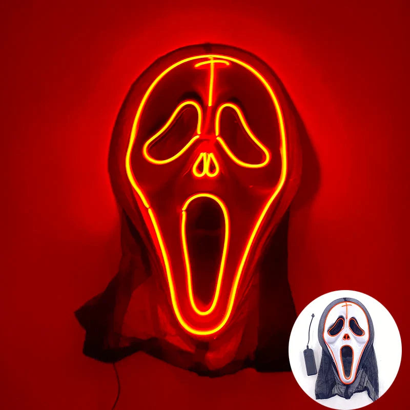 LED Purge Maske, handbemalt, Neon Full Face mit blinkenden Modi, PVC + EL