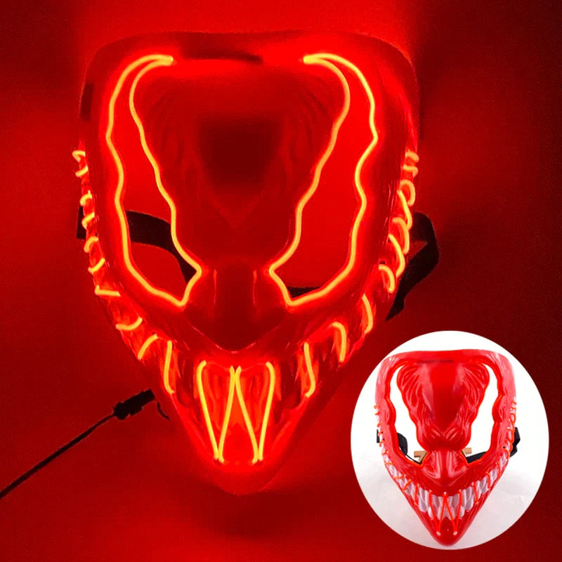 LED Purge Maske, handbemalt, Neon Full Face mit blinkenden Modi, PVC + EL