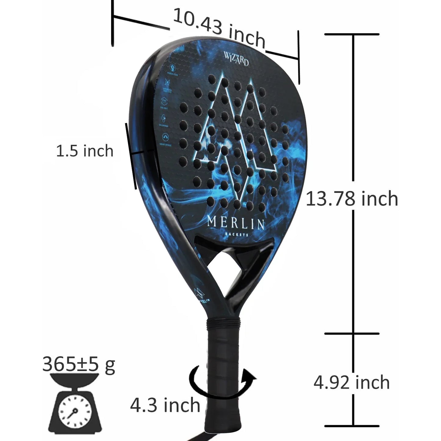 Vollcarbon Padel Schläger, leicht, matte Oberfläche, Anfänger & Profi