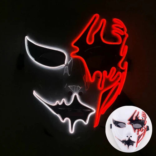 LED Purge Maske, handbemalt, Neon Full Face mit blinkenden Modi, PVC + EL