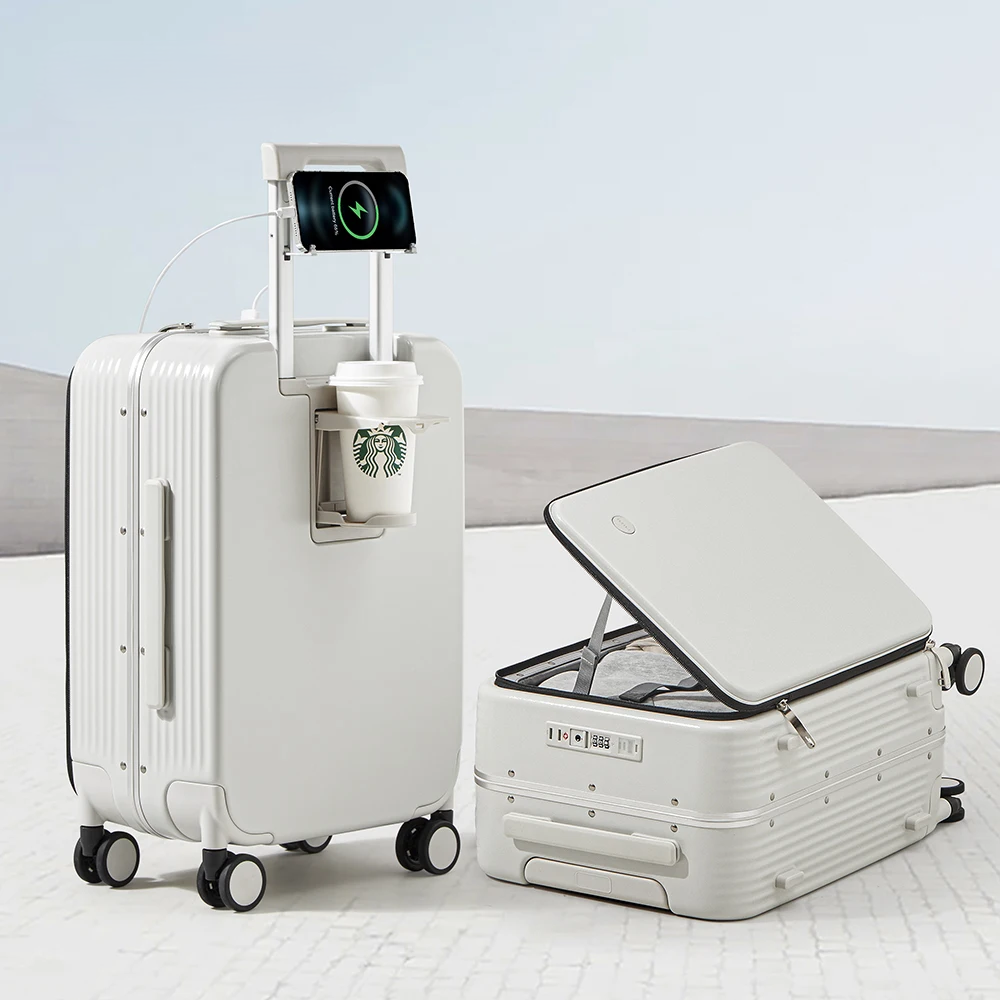 Aluminiumrahmen-Hartschalenkoffer mit USB-Port – Turin