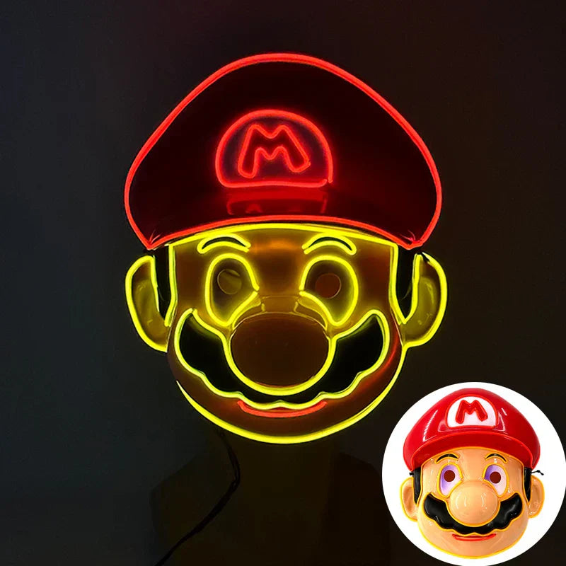 LED Purge Maske, handbemalt, Neon Full Face mit blinkenden Modi, PVC + EL