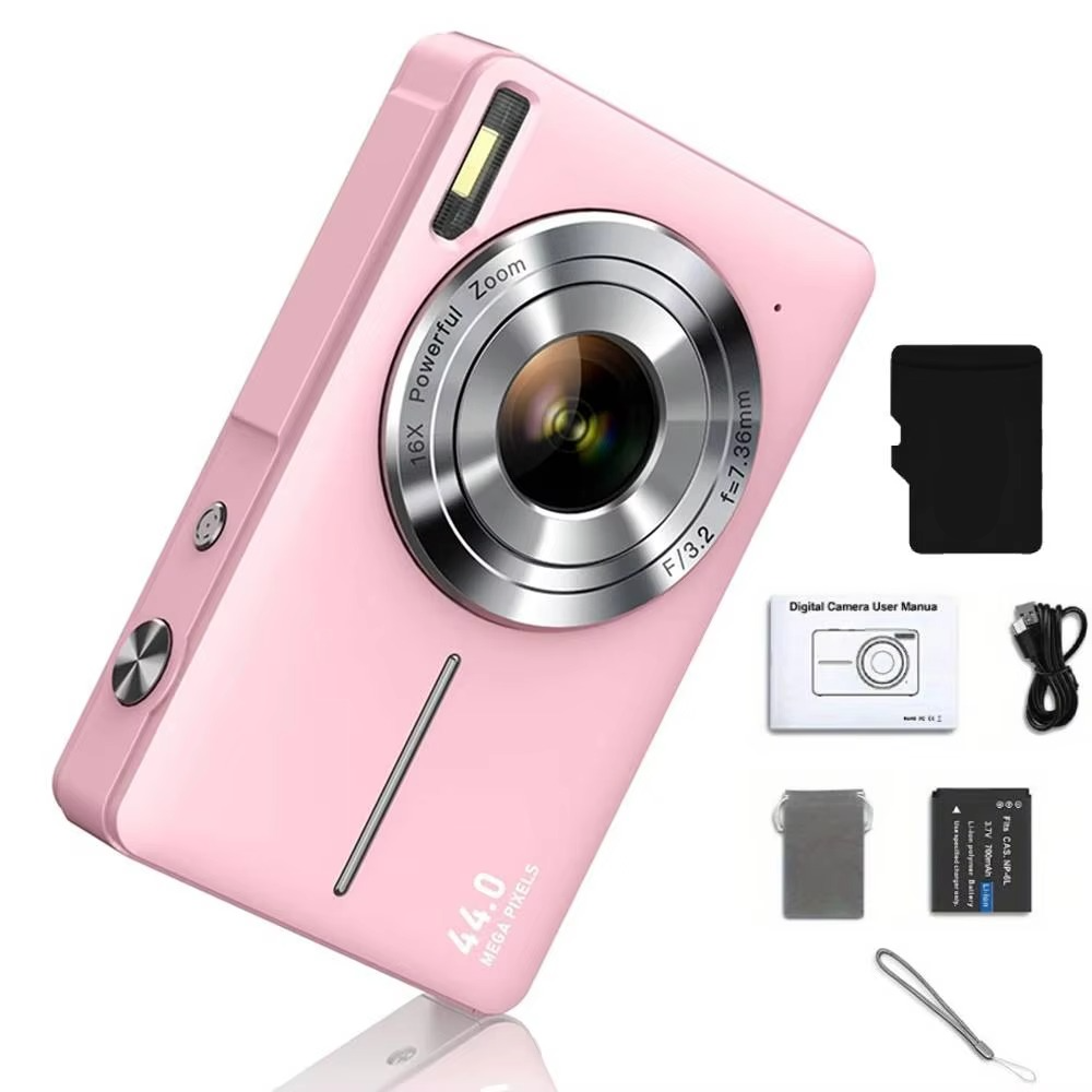 kaufsy | Hochauflösende Digitalkamera für Kinder - 1080P HD, 44MP mit 16-fachem Zoom