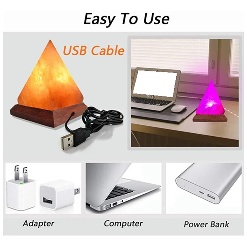 Kaufsy™ Himalaya Kristallsalzlampe USB LED Pyramide, Luftreiniger & Stimmung