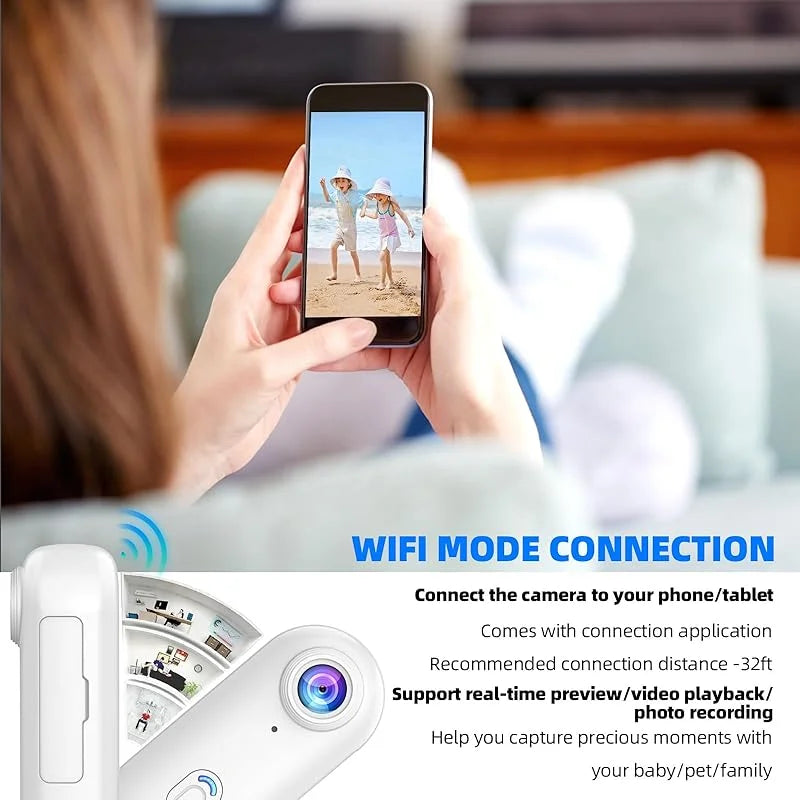 4K Mini WiFi Action Kamera, tragbar, wasserdicht, Magnetclip, 360° Mount