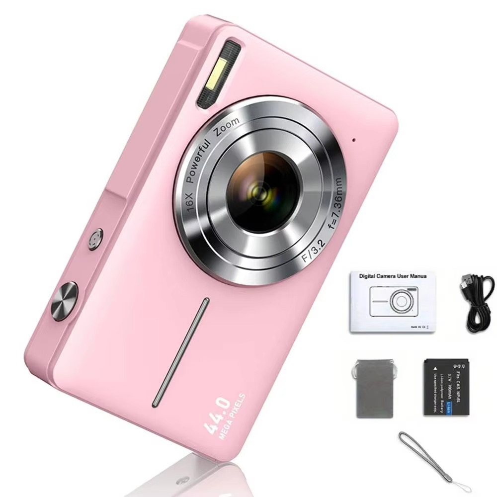 kaufsy | Hochauflösende Digitalkamera für Kinder - 1080P HD, 44MP mit 16-fachem Zoom