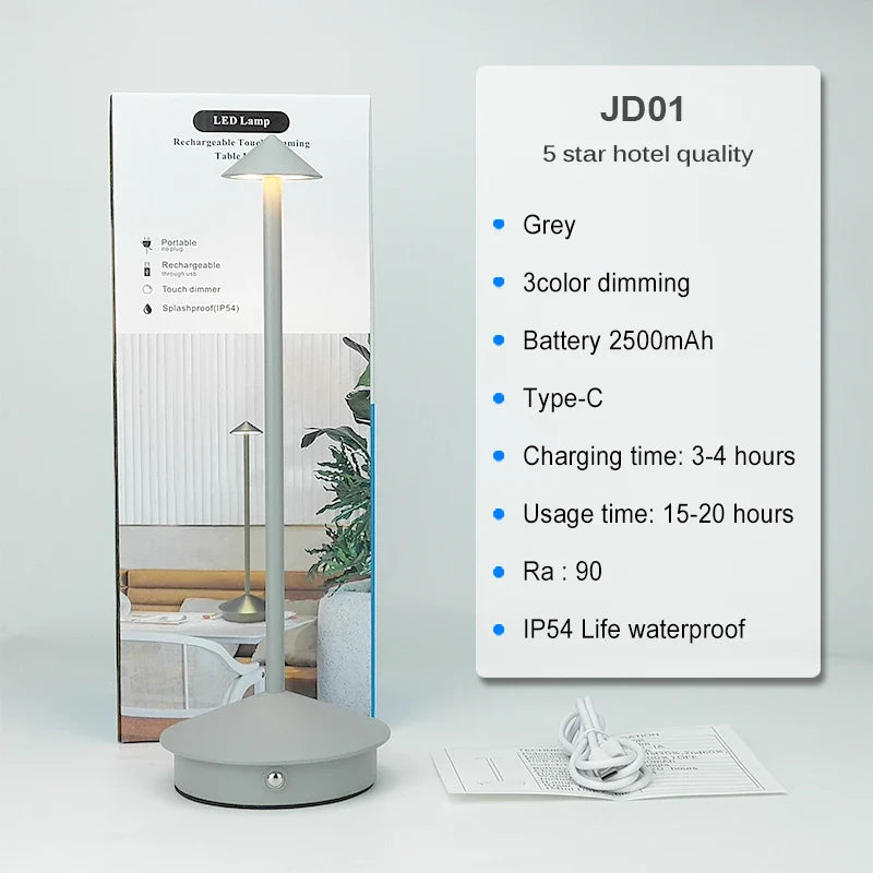Tischlampe | LED Kabellos, wiederaufladbar, dimmbar, wasserdicht, vielseitig