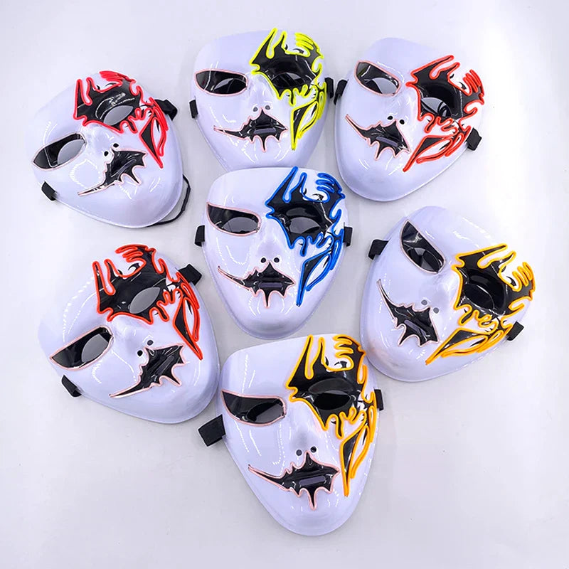 LED Purge Maske, handbemalt, Neon Full Face mit blinkenden Modi, PVC + EL