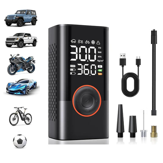 Kaufsy™ Kabelloser Reifenfüllkompressor 150PSI, 4000mAh, LCD, USB-C
