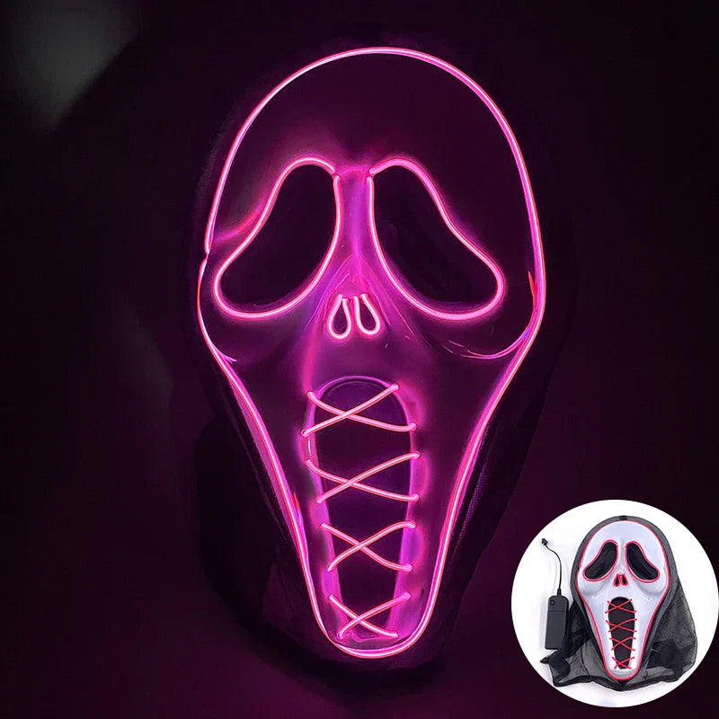 LED Purge Maske, handbemalt, Neon Full Face mit blinkenden Modi, PVC + EL