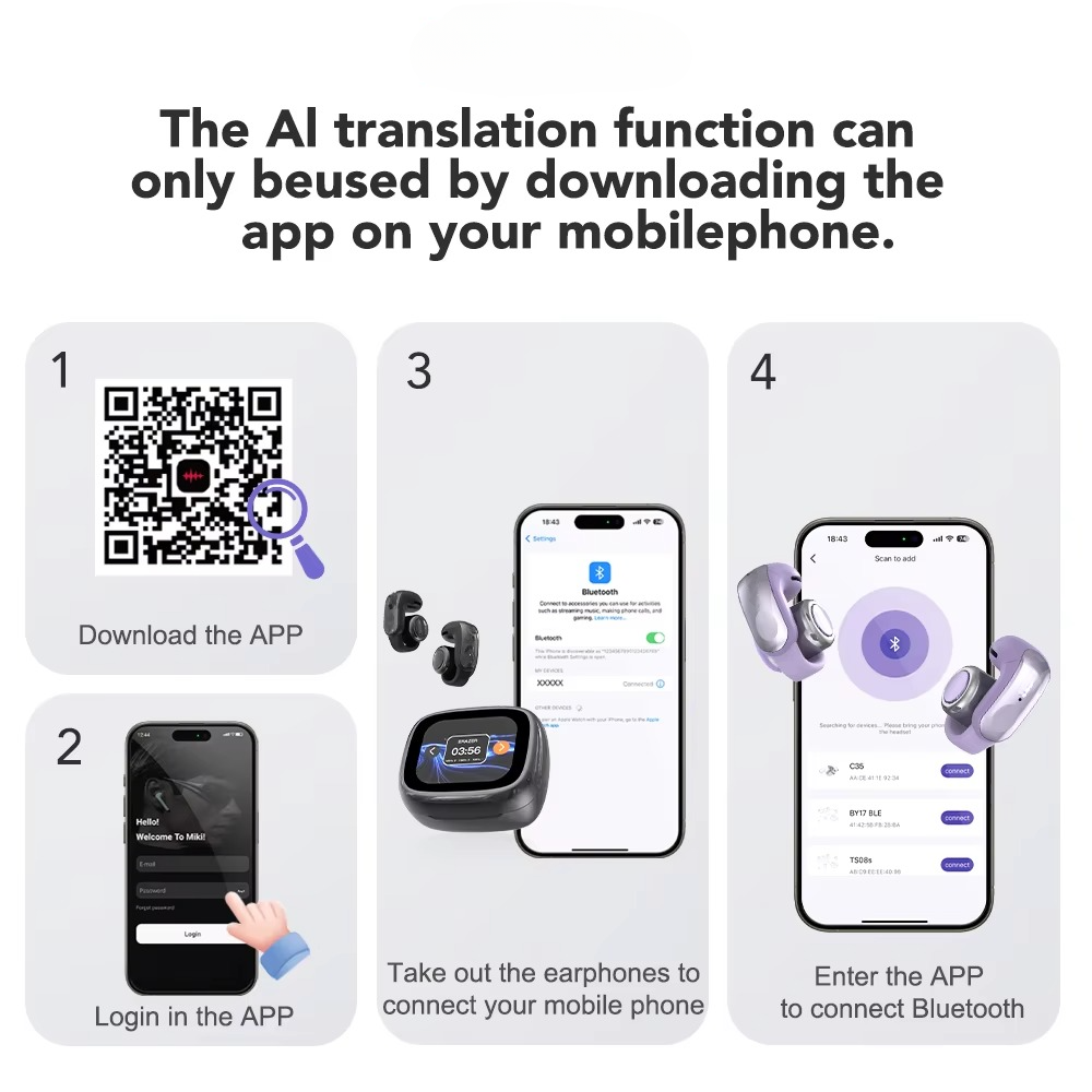 kaufsy | XF28 Open-Ear True Wireless Übersetzung Kopfhörer mit ASMR-Funktionen