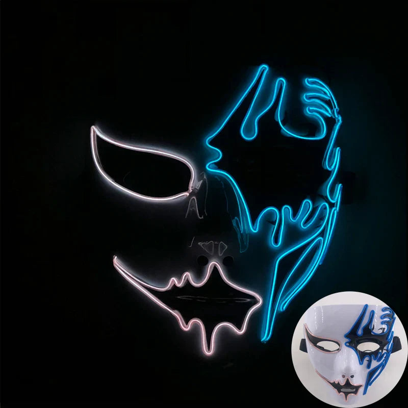 LED Purge Maske, handbemalt, Neon Full Face mit blinkenden Modi, PVC + EL