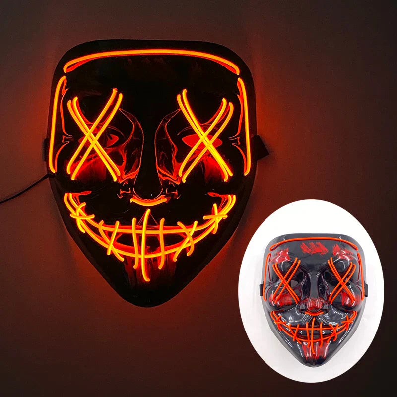 LED Purge Maske, handbemalt, Neon Full Face mit blinkenden Modi, PVC + EL
