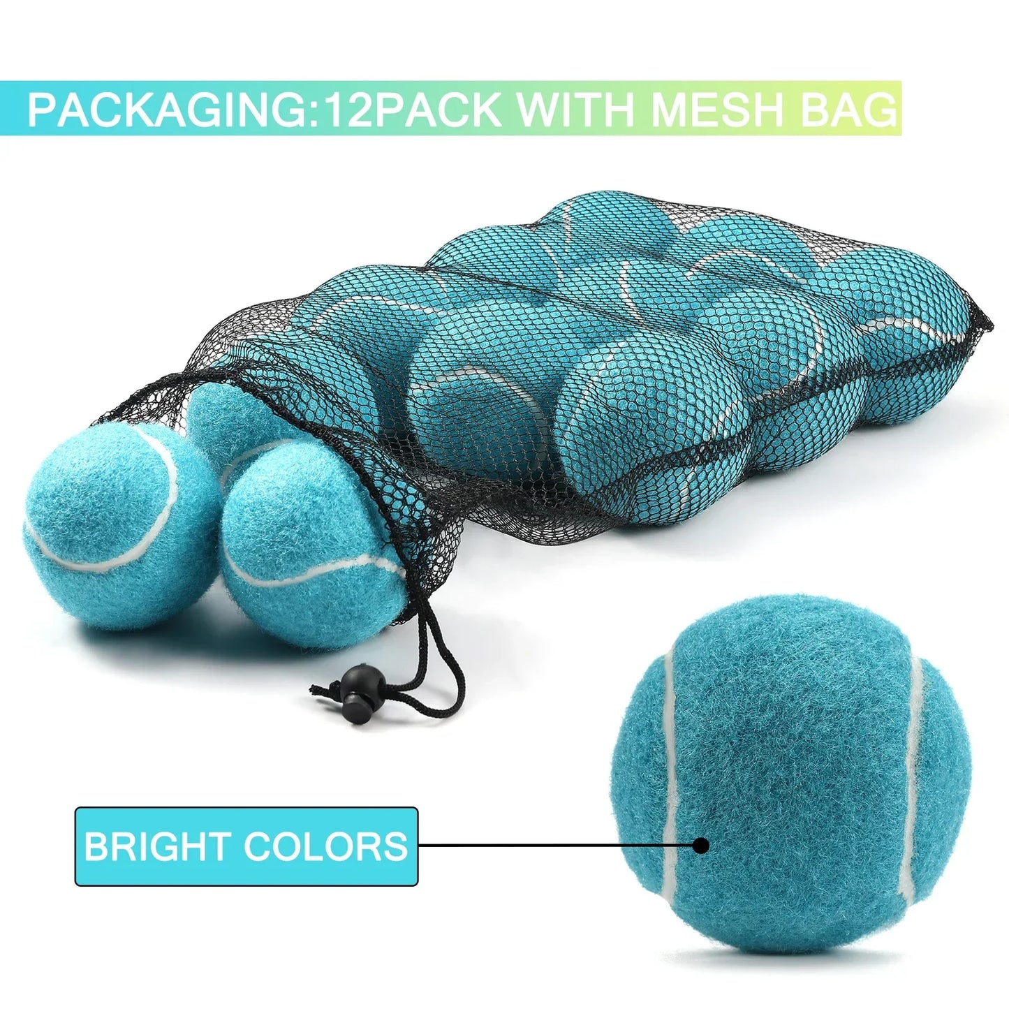 12er Tennisball-Set, hohe Elastizität, Übungsbälle mit Mesh Tasche