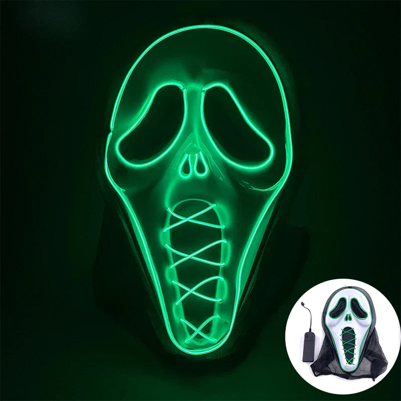 LED Purge Maske, handbemalt, Neon Full Face mit blinkenden Modi, PVC + EL