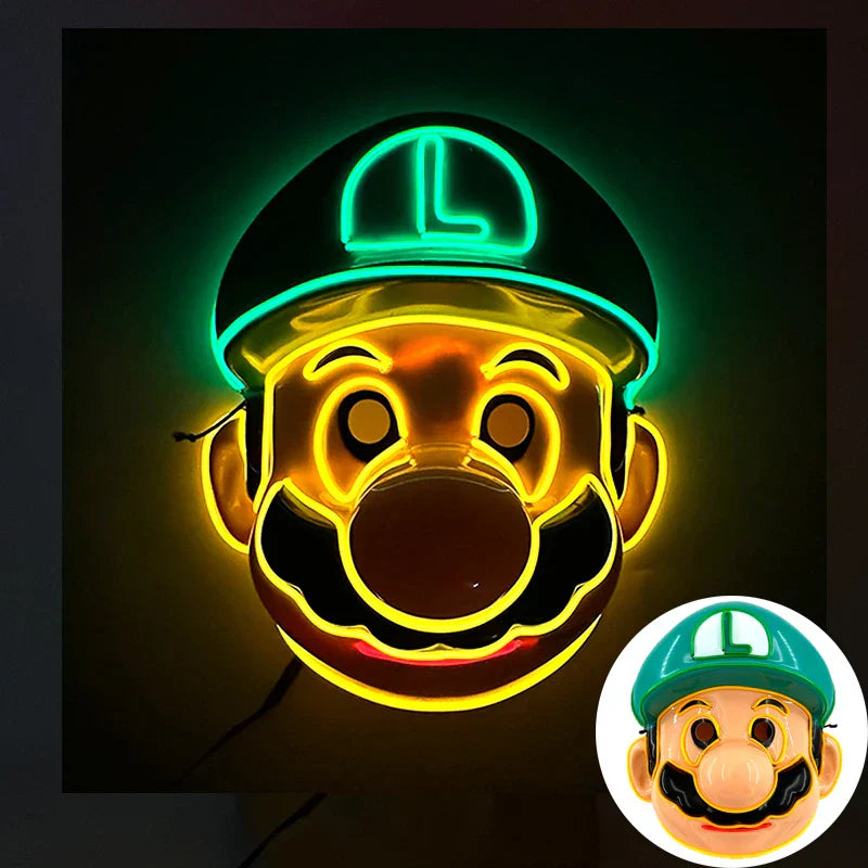 LED Purge Maske, handbemalt, Neon Full Face mit blinkenden Modi, PVC + EL