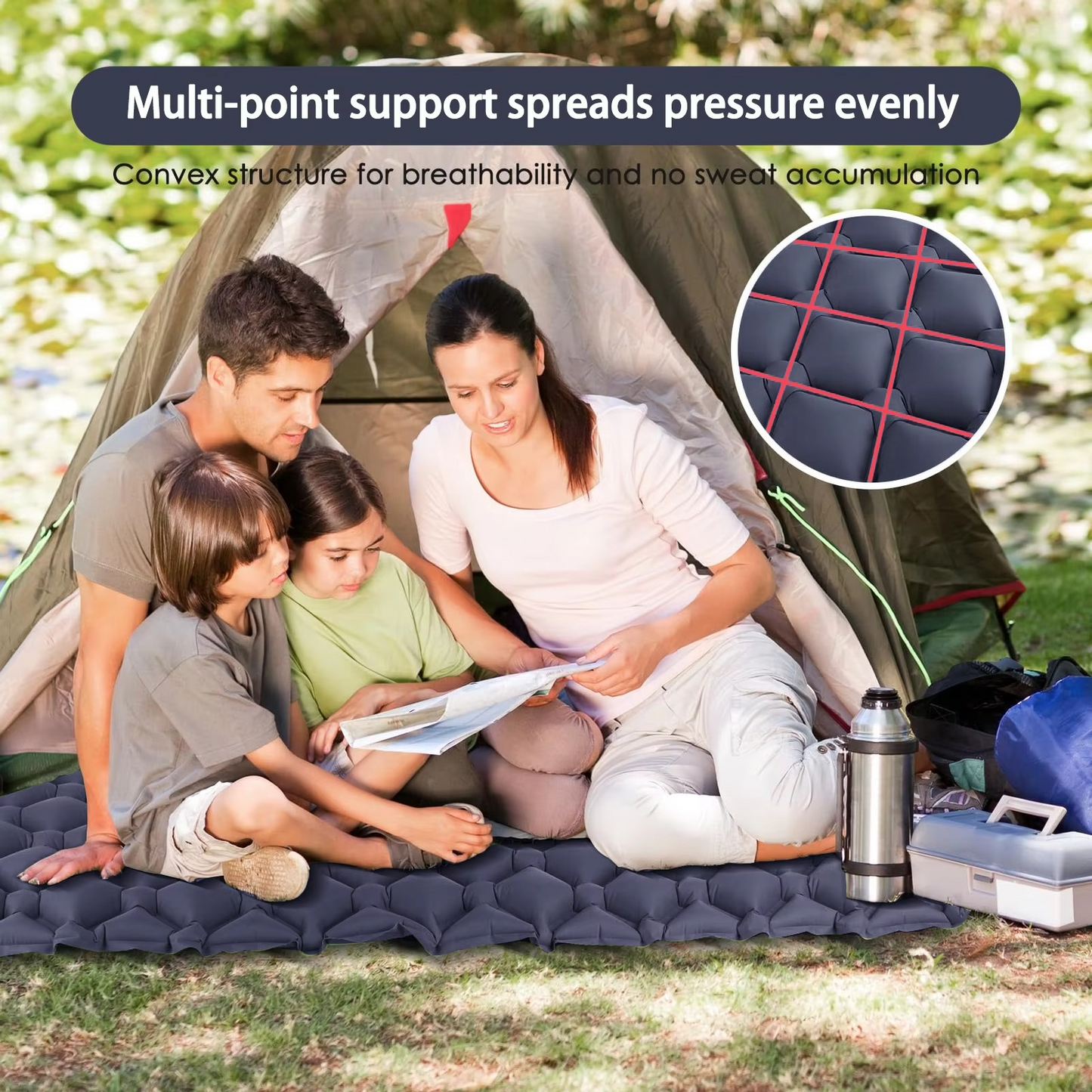 kaufsy | Ultra-Comfort Luftmatratze für Camping mit integriertem Kopfkissen und Pumpe