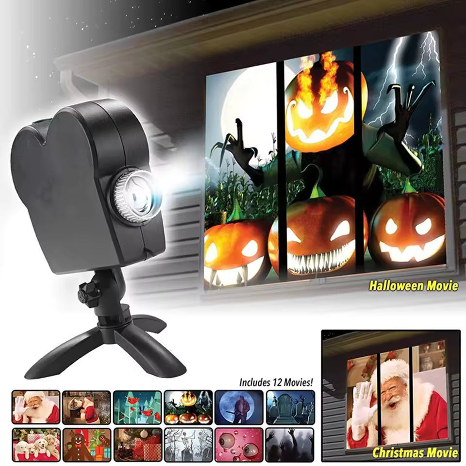 Halloween Holografischer Projektor, Fensterprojektion mit 12 Videos & Audio
