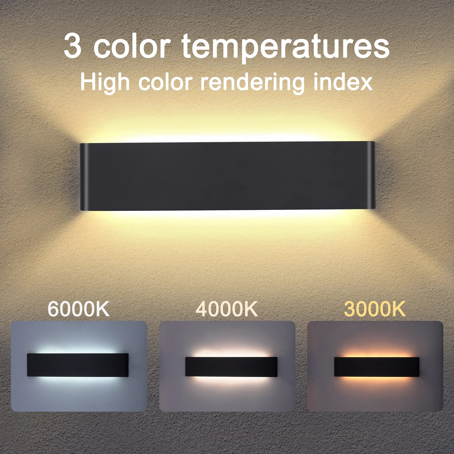 kaufsy | Moderne LED-Wandleuchte – 16W dimmbare Wandlampe mit Fernbedienung, Auf- und Ablichtung für Schlafzimmer, Wohnzimmer und Flur