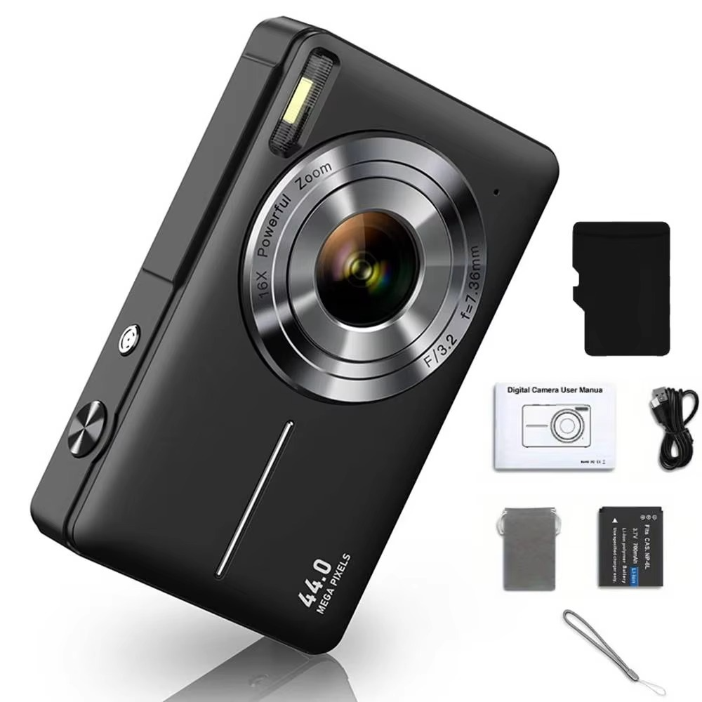 kaufsy | Hochauflösende Digitalkamera für Kinder - 1080P HD, 44MP mit 16-fachem Zoom