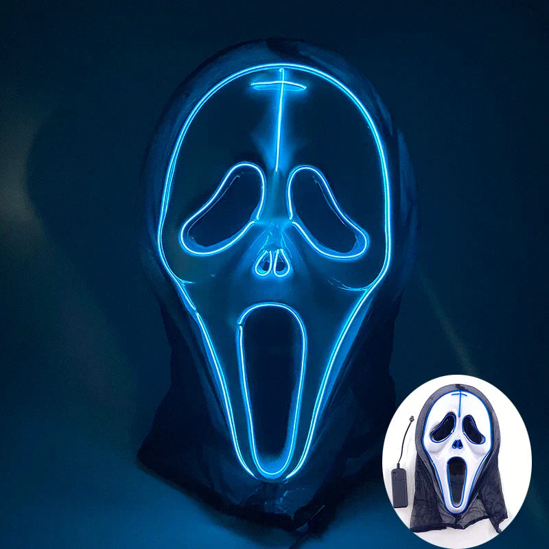 LED Purge Maske, handbemalt, Neon Full Face mit blinkenden Modi, PVC + EL