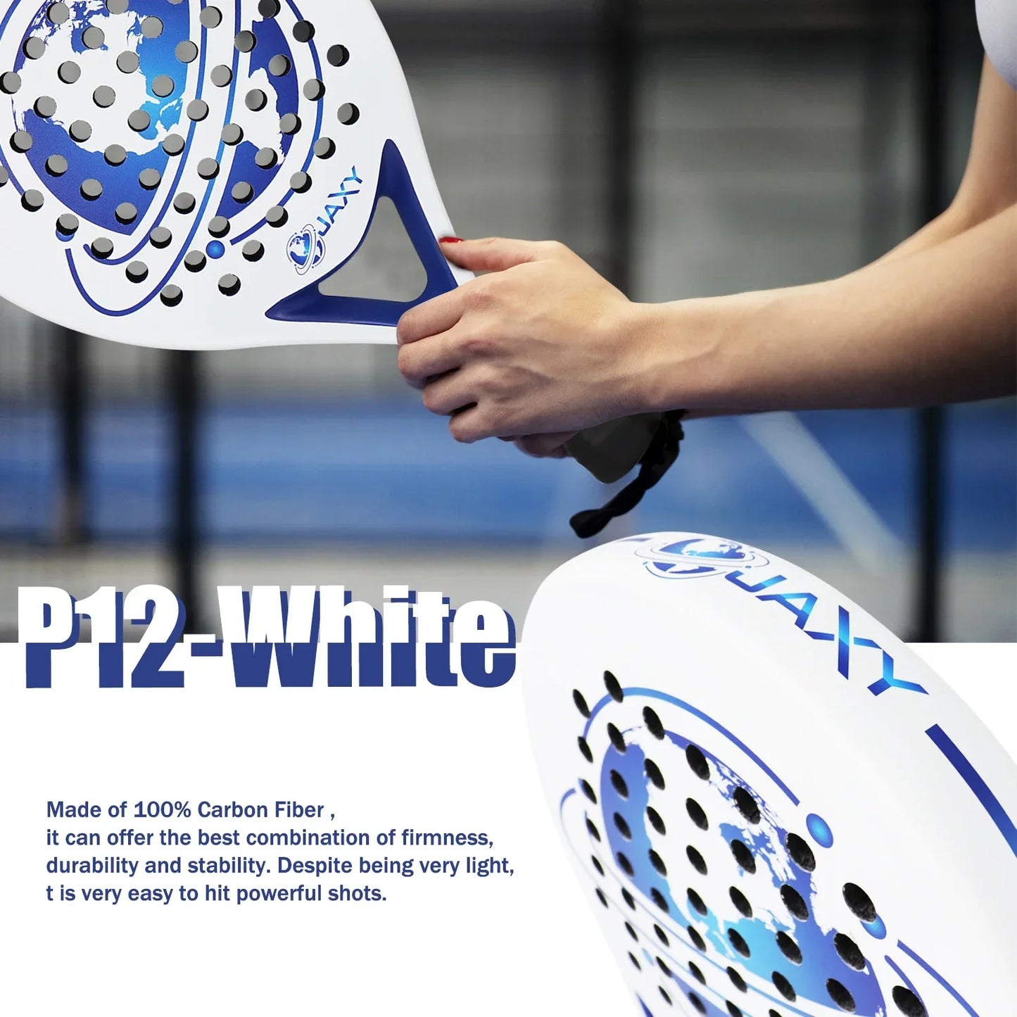 Vollcarbon Padel Schläger, leicht, matte Oberfläche, Anfänger & Profi