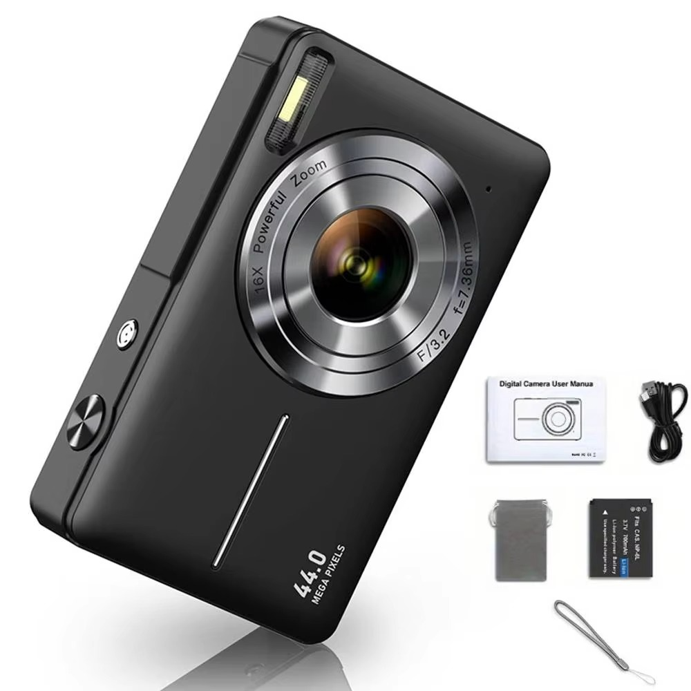 kaufsy | Hochauflösende Digitalkamera für Kinder - 1080P HD, 44MP mit 16-fachem Zoom