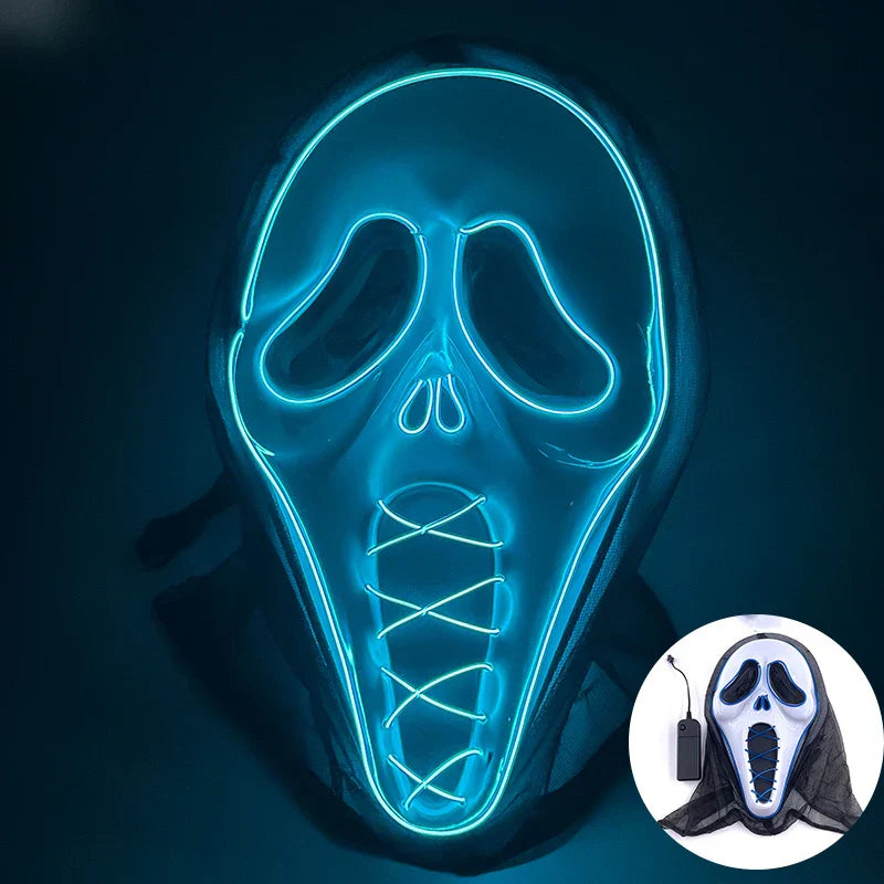 LED Purge Maske, handbemalt, Neon Full Face mit blinkenden Modi, PVC + EL