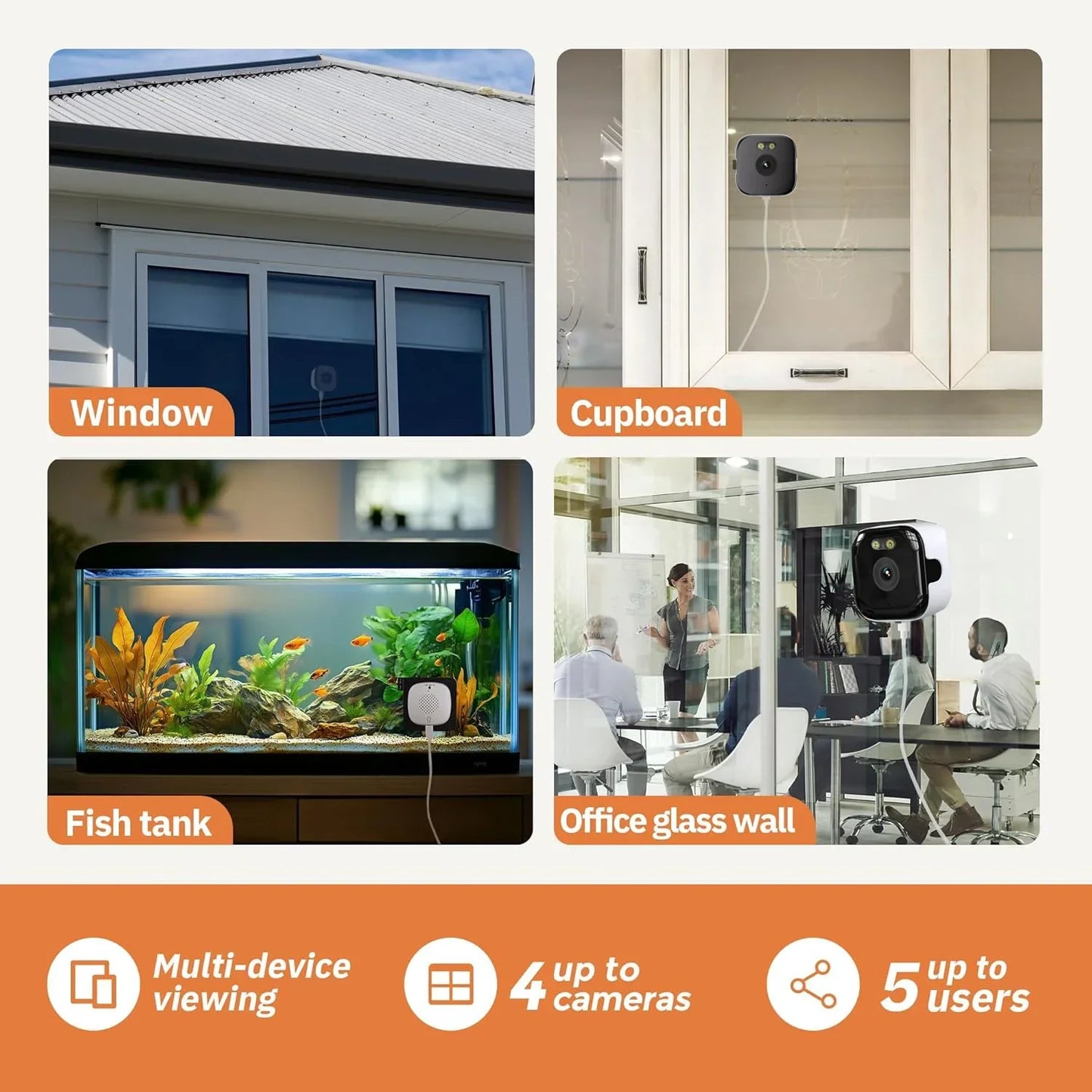 Fenster-Sicherheitskamera 3MP 2K, Dual-Band WLAN, Farbnachtsicht, 2er-Pack