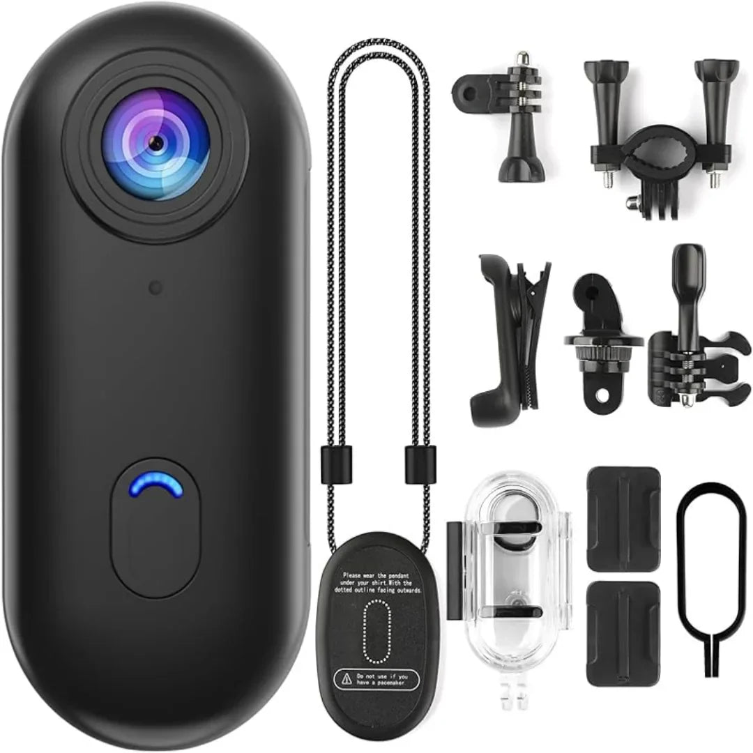 4K Mini WiFi Action Kamera, tragbar, wasserdicht, Magnetclip, 360° Mount