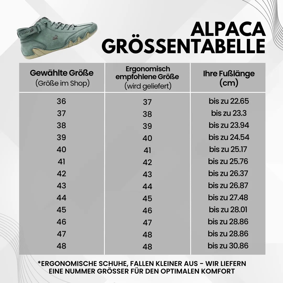 Alpaca - ergonomische, wasserdichte & schmerzlindernde Leder-Barfußschuhe