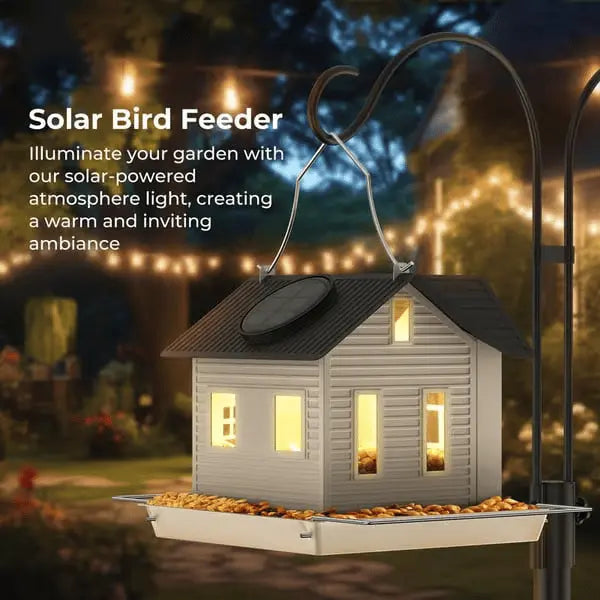 kaufsy | Solar-Vogelhaus mit LED – Leuchtende Gartenlaterne & Futterstation in einem!