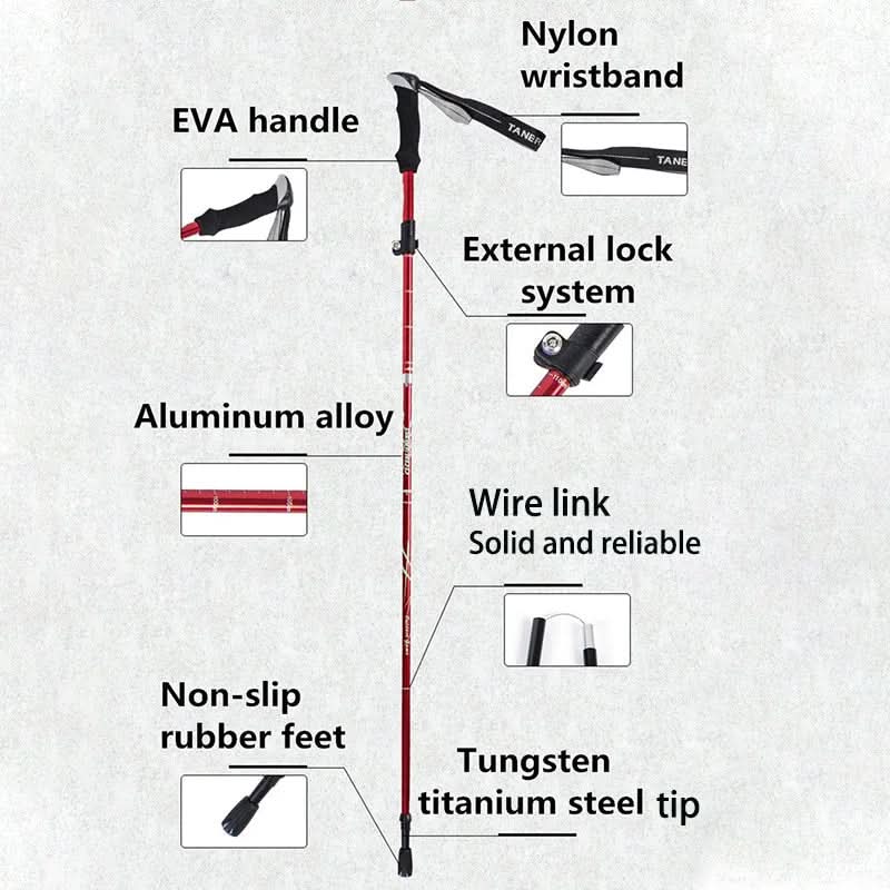 kaufsy | Ultraleichte 5-teilige teleskopische Trekkingstöcke für Berg- und Wandertouren