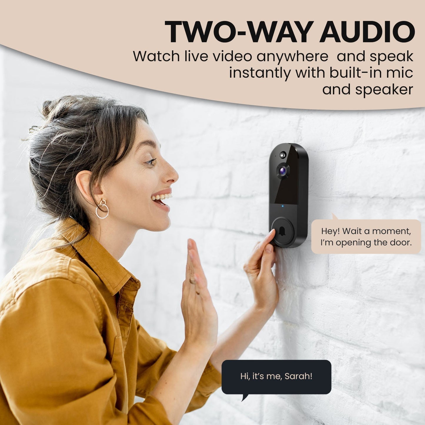 Kabellose Video-Türklingel mit KI-Bewegungserkennung & Audio