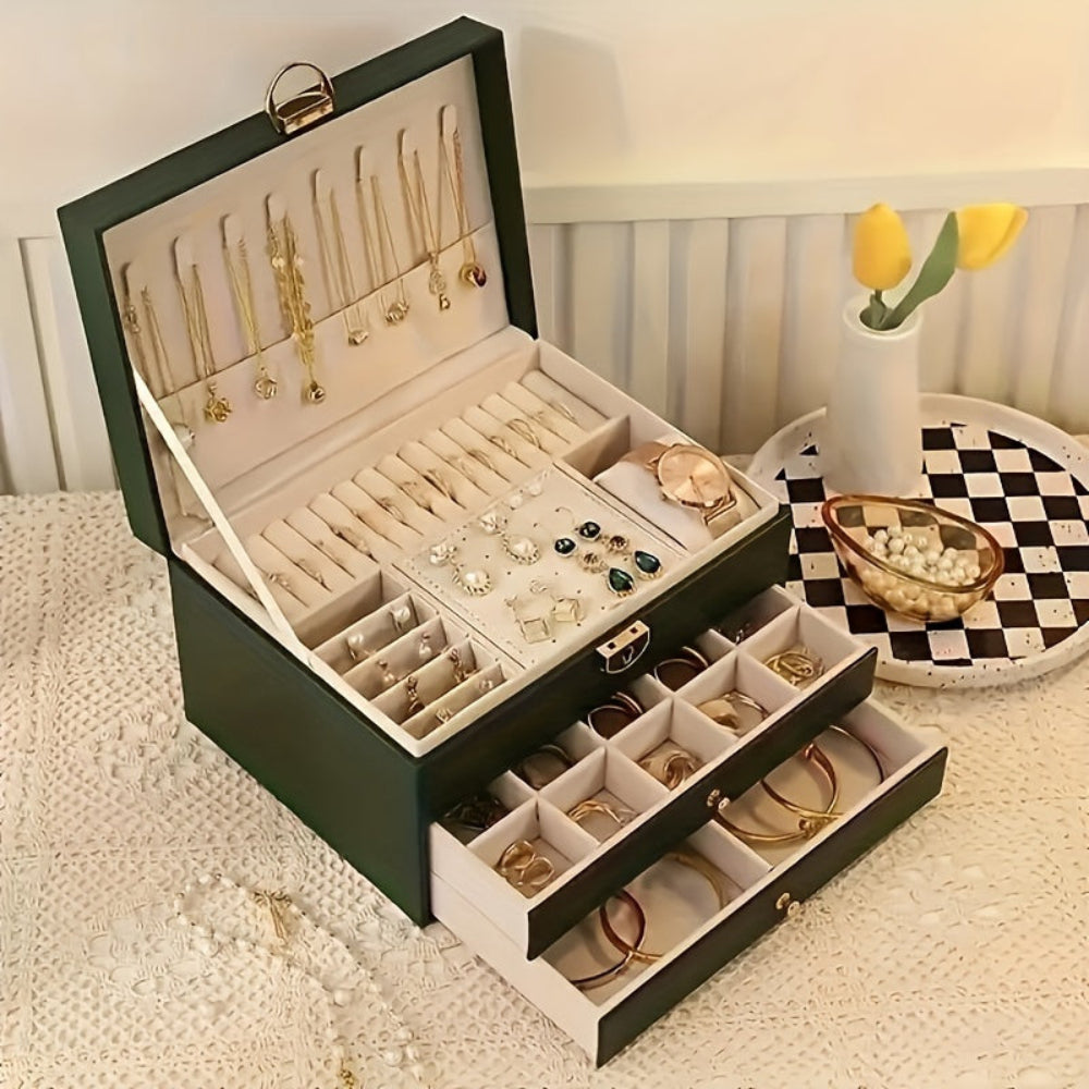 Velvique - Luxus Leder Schmuck Organizer Box