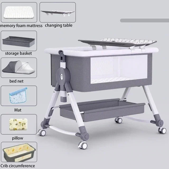 Nuvella – Verstellbares Babybett klappbar & sicher – Zuhause & unterwegs