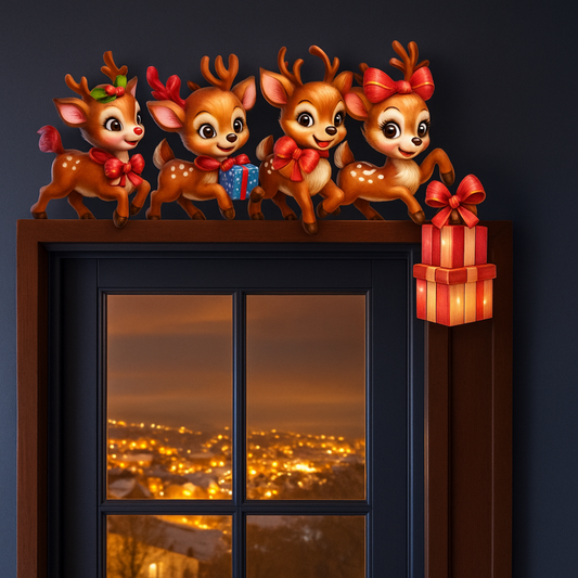 Wandkunst Weihnachten, Santa Rentier Türrahmen festlich