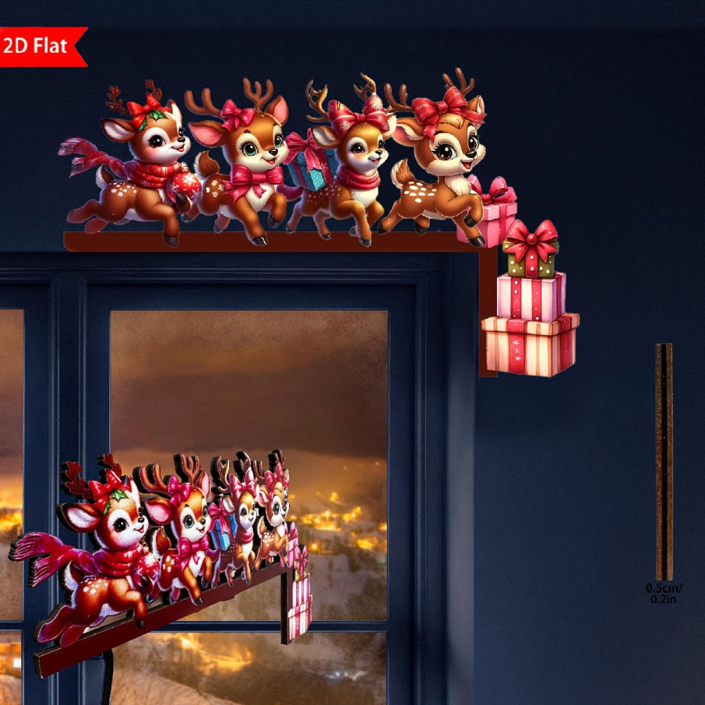 Wandkunst Weihnachten, Santa Rentier Türrahmen festlich