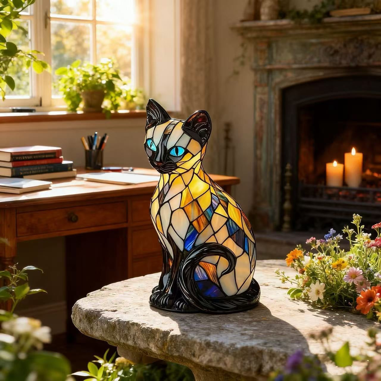 Luna Leuchtkatze – handgefertigte Lampe, die Herzen erstrahlen lässt