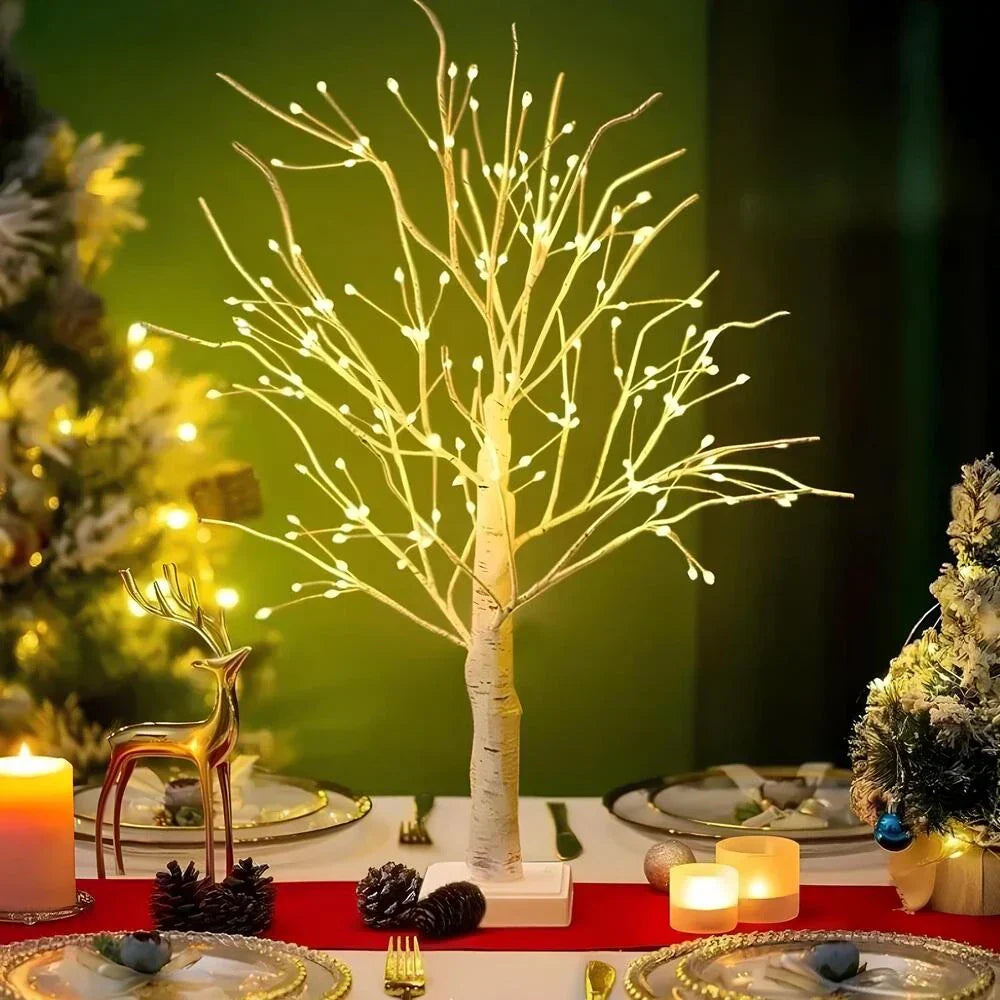 LED Tischlampe, Birke, dekoratives Baumlicht