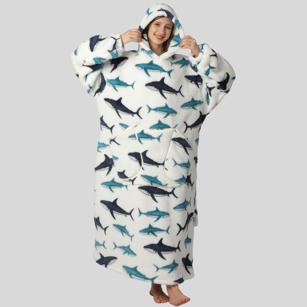 Damen Oversized Hoodie-Decke, warm, gemütlich, Weihnachtsoutfit