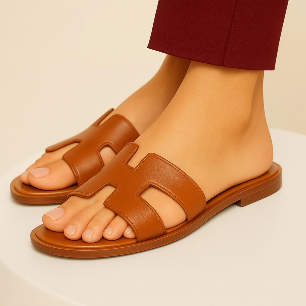 Damen Slip-On Sandalen, flach, bequem, breite Passform