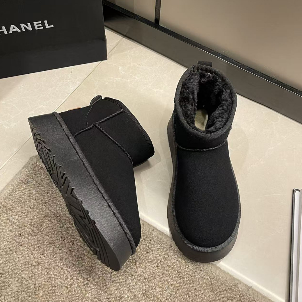 Damen Plateaustiefel, warmes Fellfutter, stilvoll & komfortabel