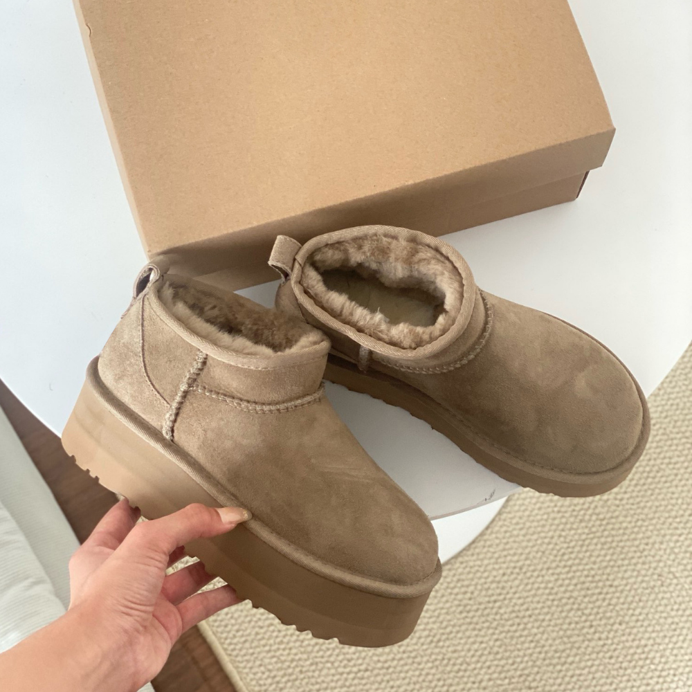 Damen Plateaustiefel, warmes Fellfutter, stilvoll & komfortabel