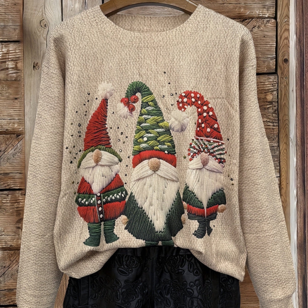 Damen Ugly Christmas Sweater, lustiger bestickter Wichtel