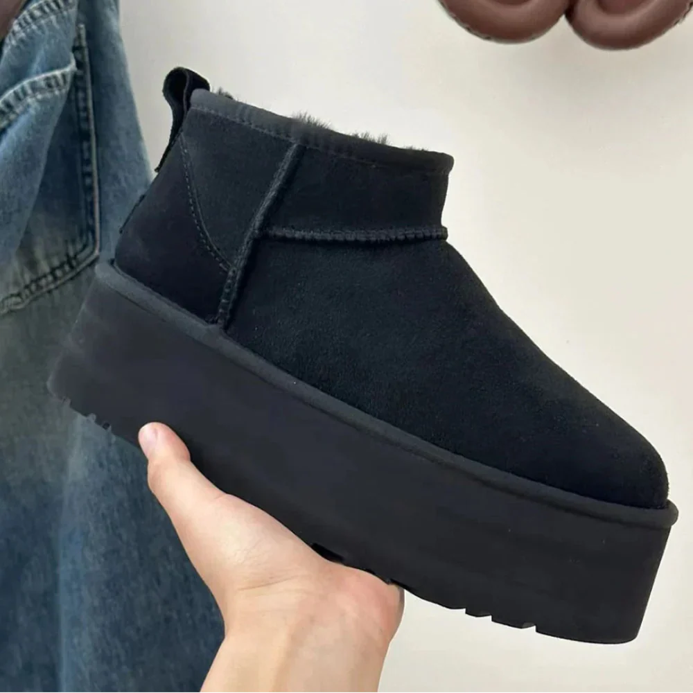 Damen Plateaustiefel, warmes Fellfutter, stilvoll & komfortabel