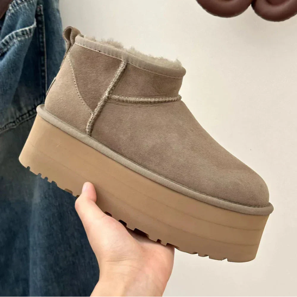 Damen Plateaustiefel, warmes Fellfutter, stilvoll & komfortabel