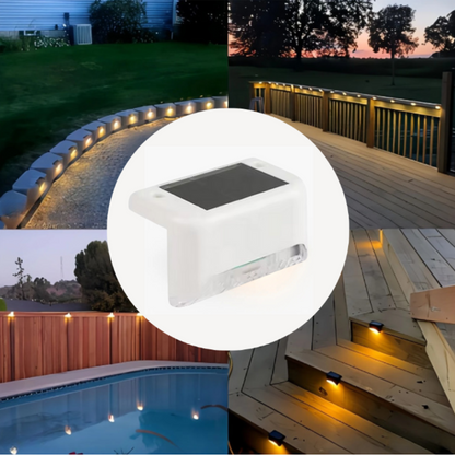 Warmweiße LED Solar-Stufenlichter, wasserdicht, Garten & Terrasse